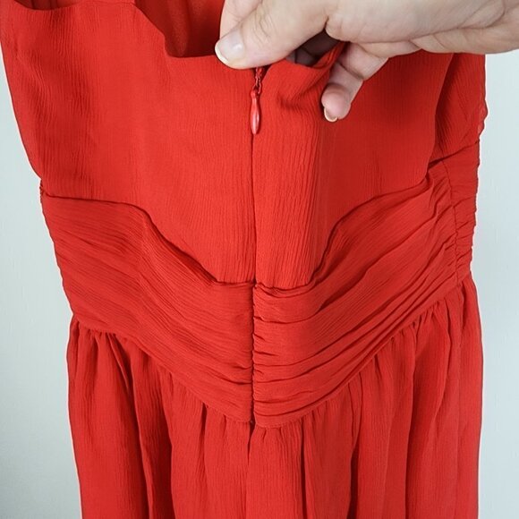 NWT L'AGENCE V Neck Strappy Back Banded Waist Mini Dress Red Size Small - Picture 10 of 12
